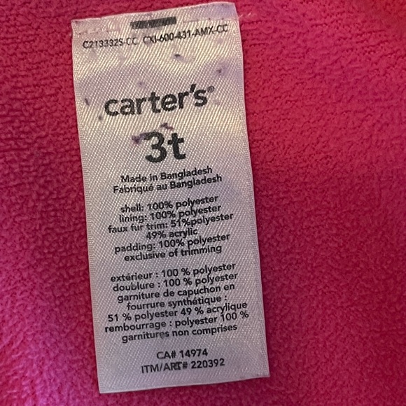 Carter’s Winter jacket and bib pants, 3yo - Picture 10 of 11